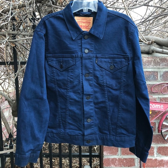 levi's trucker jacket navy blazer